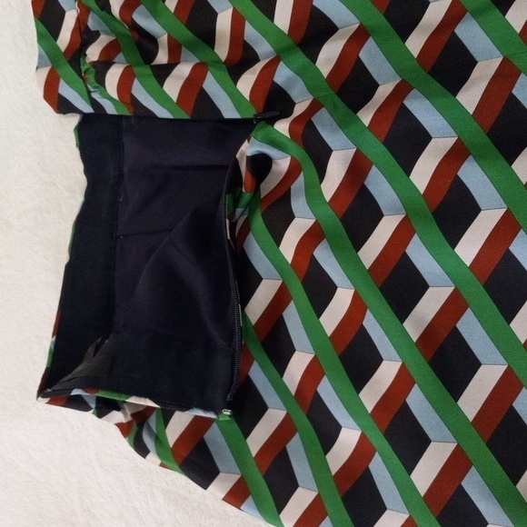 J. Crew Ratti Retro Silk Geometric Skirt in Simpatico Diamond Lattice NWT - Picture 14 of 16